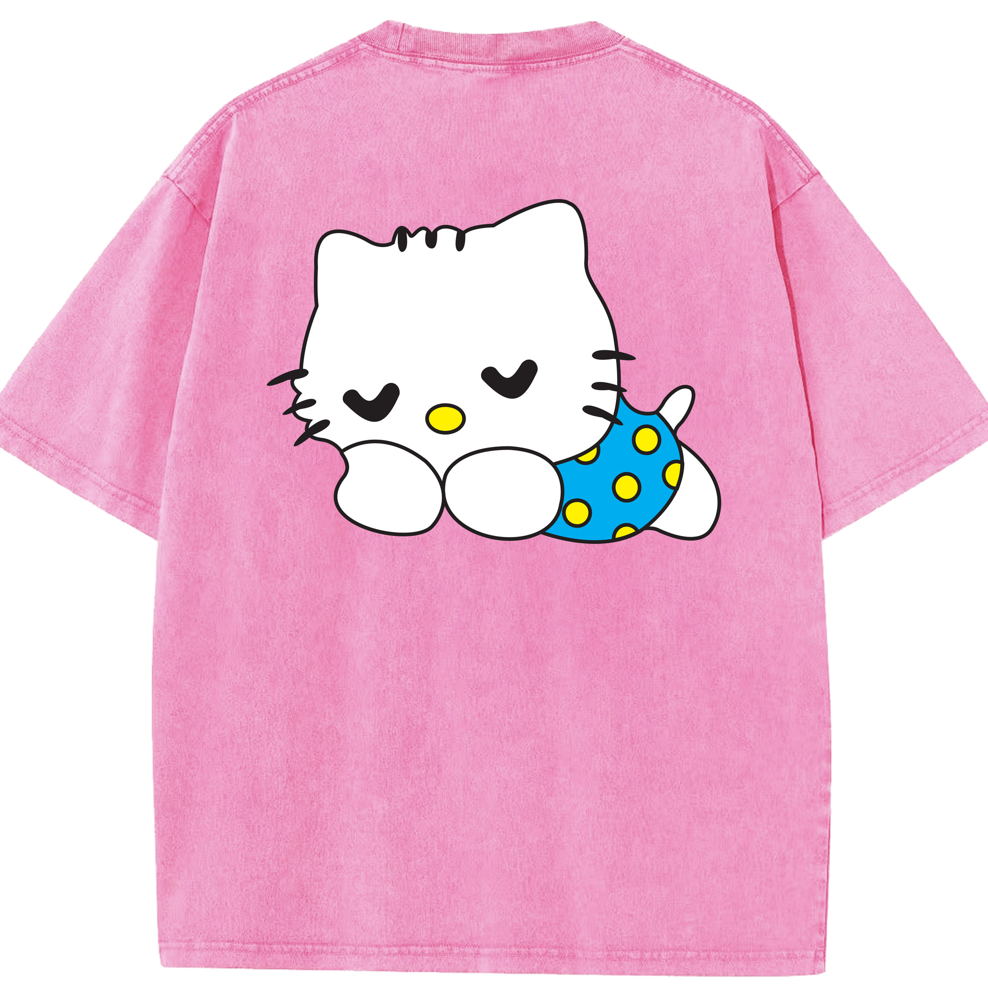 （画像用） Hello Kitty ハローキティ 綿100% ヴィンテージ風 半袖Tシャツ（背面プリント）
